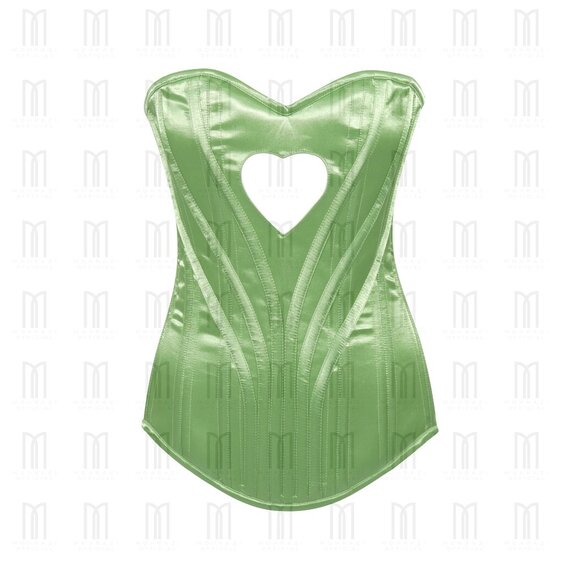 Mohrazi Official Lime Green Heavy Boned Overbust Corset | Heart Shape | Premium - Picture 1 of 4